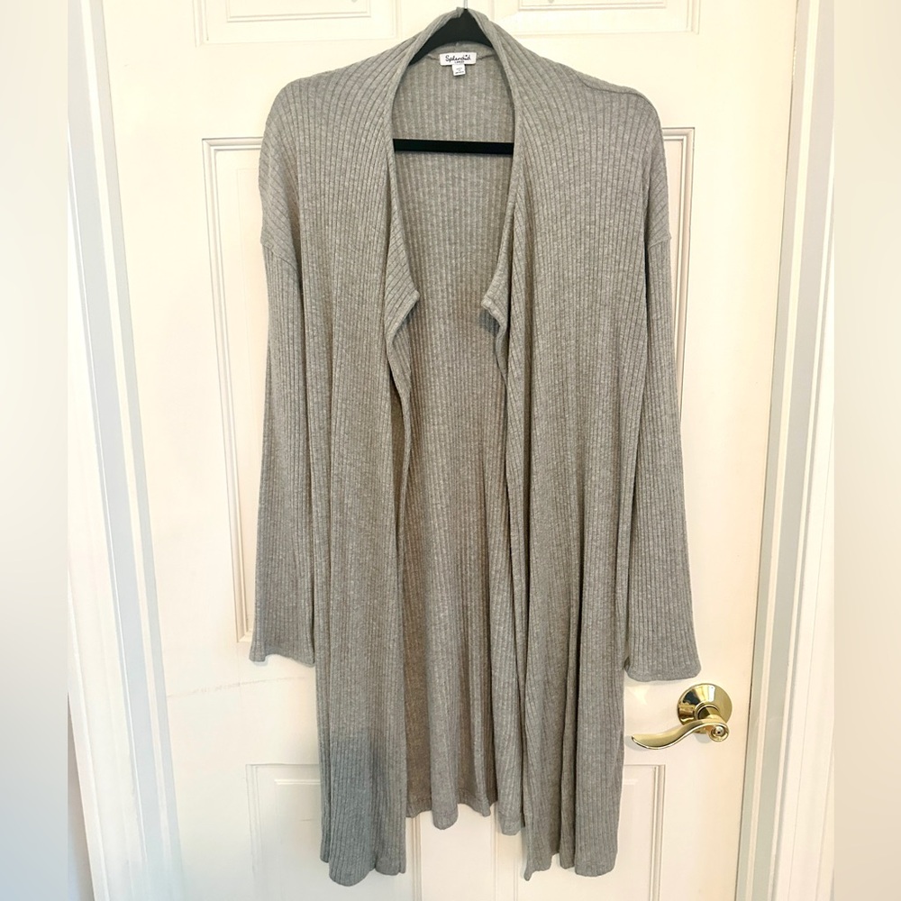 Splendid Gray Long Open Ribbed Cardigan - Size M